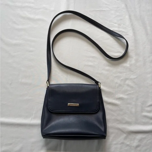 Liz Claiborne Navy Blue Crossbody Purse Magnetic Snap Closure Workwear EUC - Picture 1 of 6